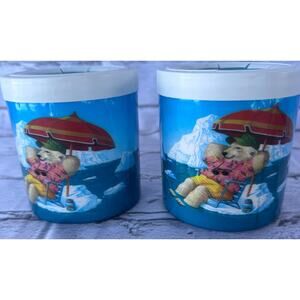 Set of (2) The Fridge "Cools Like Ice" Polar Bear Vintage Freezable Can Koozies